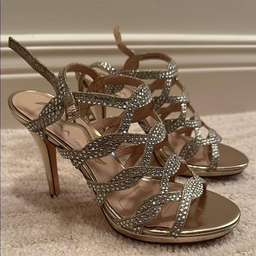 Elegant Gold Strappy Heels
